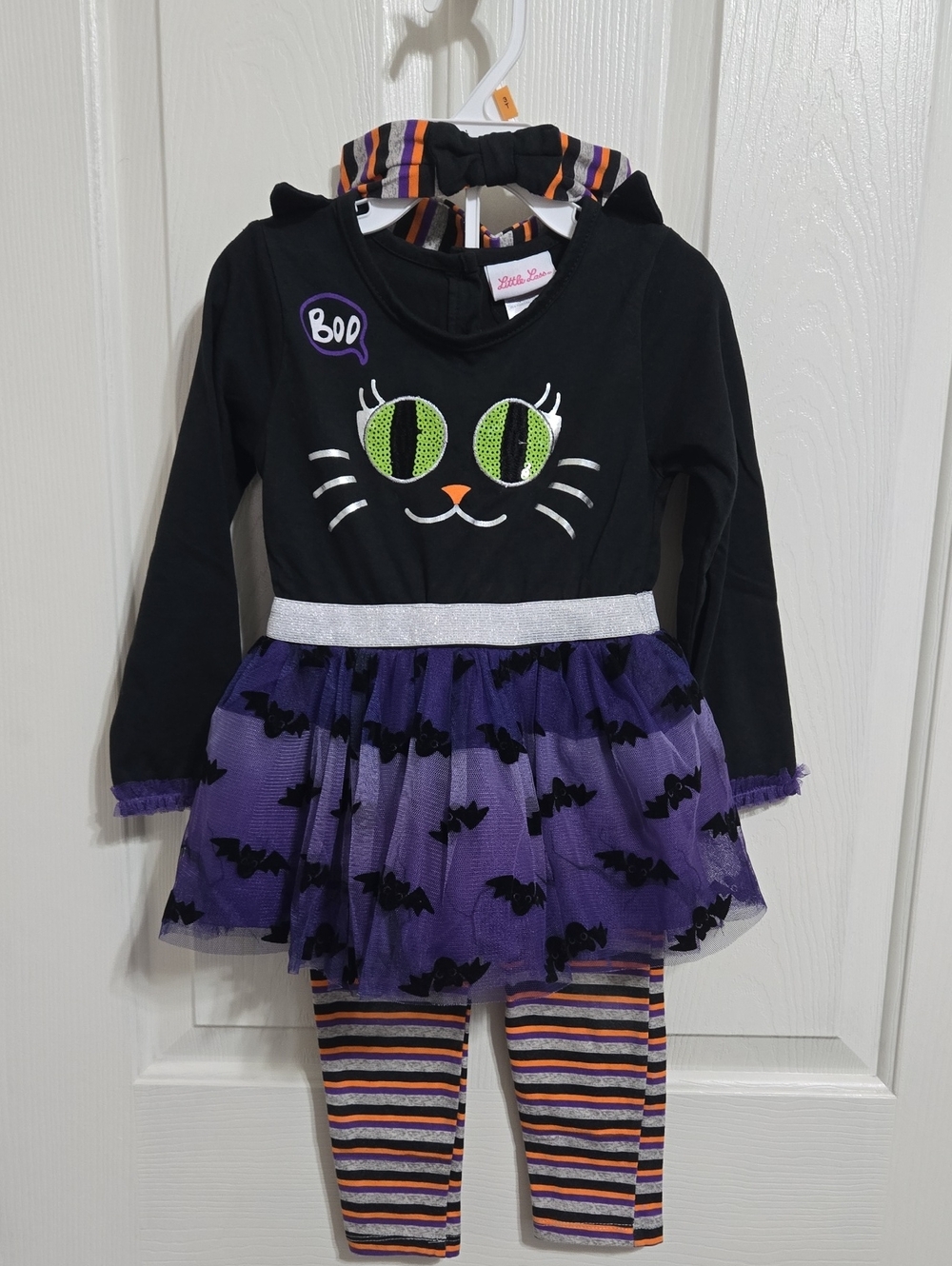 Little lass 3 piece black and purple cat tutu outfit